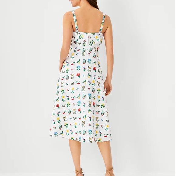 Ann Taylor Botanical Midi Flare Dress size 14 - Picture 2 of 10